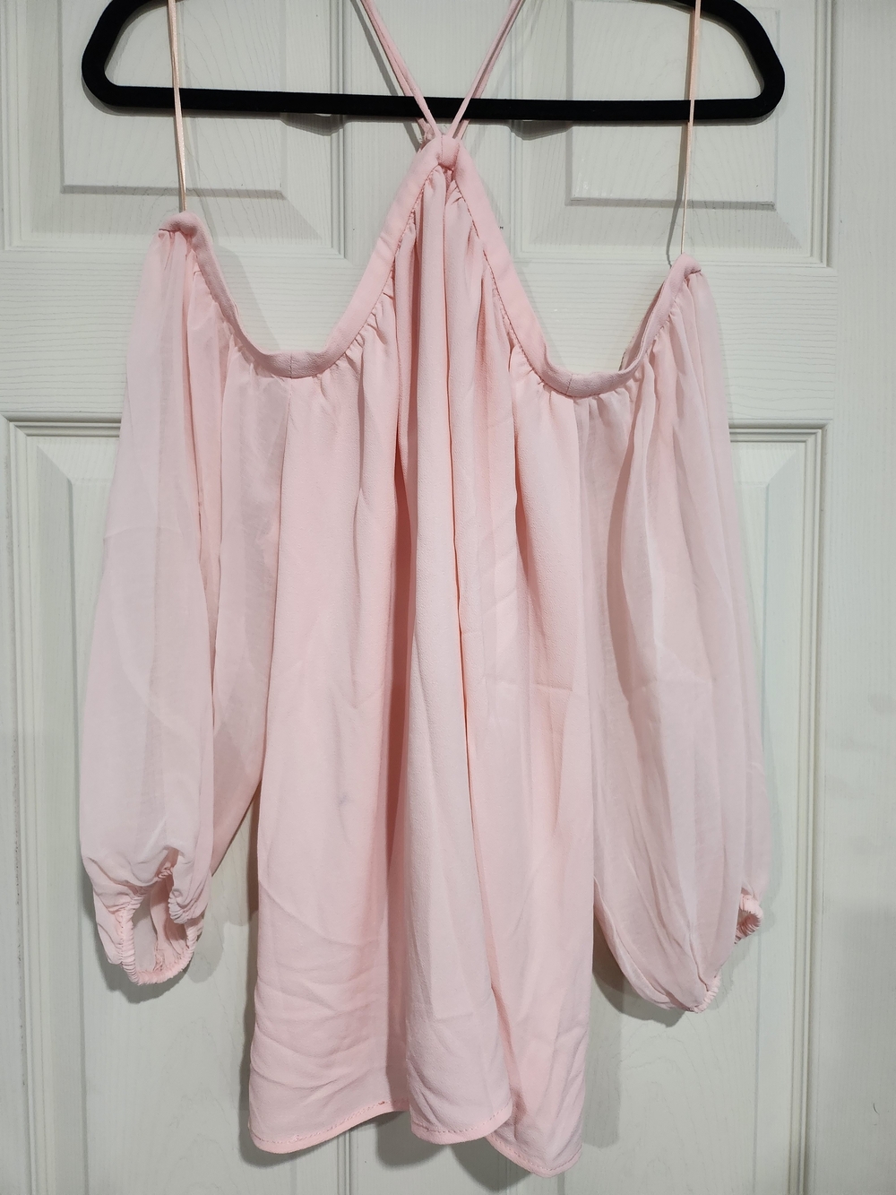 1014. NWT Light Pink Cold-Shoulder Blouse - Women's Top